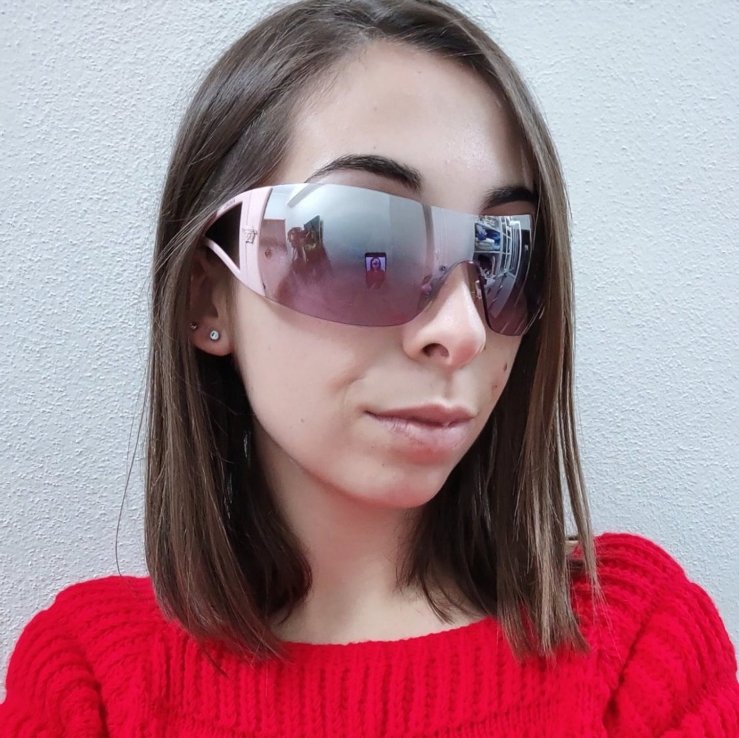 Versace 2034 occhiali da sole vintage rosa avvolgenti con scudo occhiali gafas anni '90 y2k Occhiali da sole originali anni 2000 Paris Hilton Style