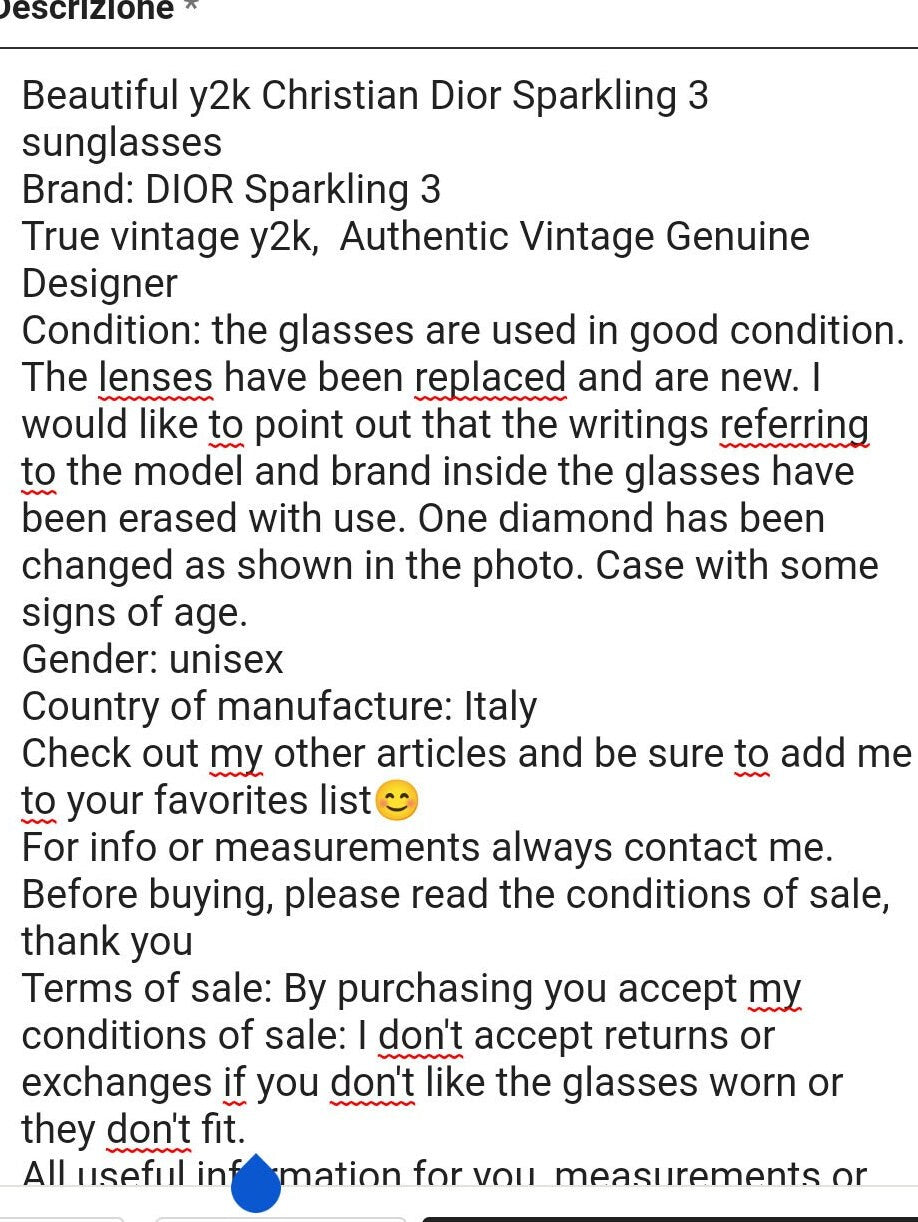 Christian Dior Sparkling 3 occhiali da sole vintage occhiali gafas Y2k