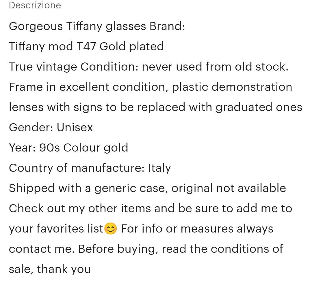 Vintage 90s Tiffany T47 sunglasses zonnebril tone bezel Gold plated lenses