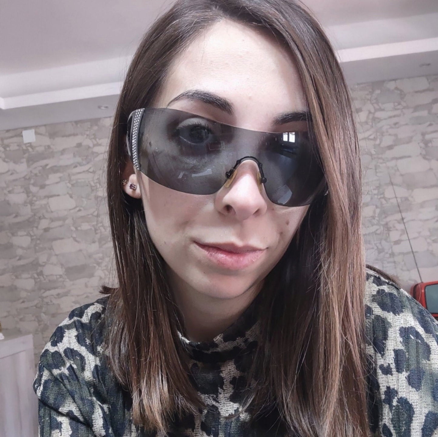 Versace 2034 occhiali da sole vintage con strass avvolgenti con scudo occhiali gafas Y2k avvolgenti