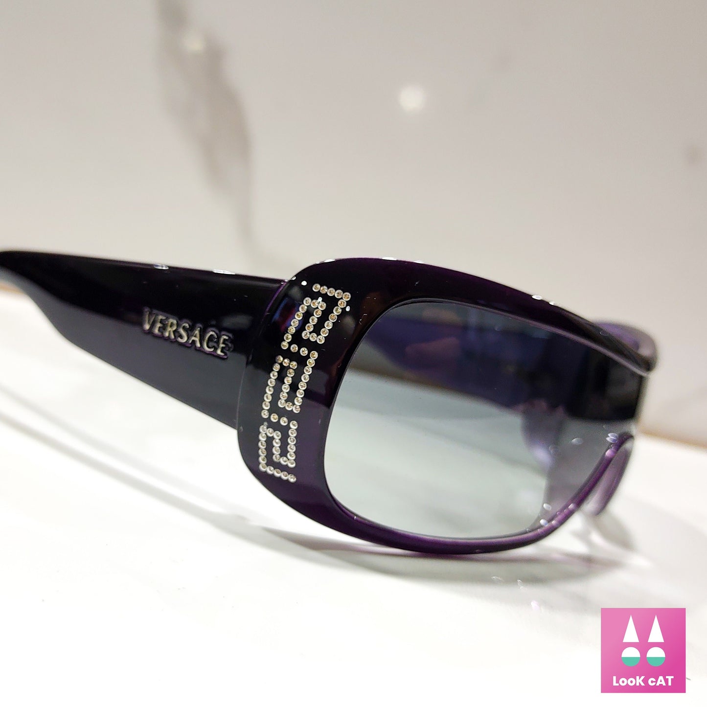 Versace 4098 occhiali da sole vintage wrap shield occhiali gafas anni '90 y2k NOS