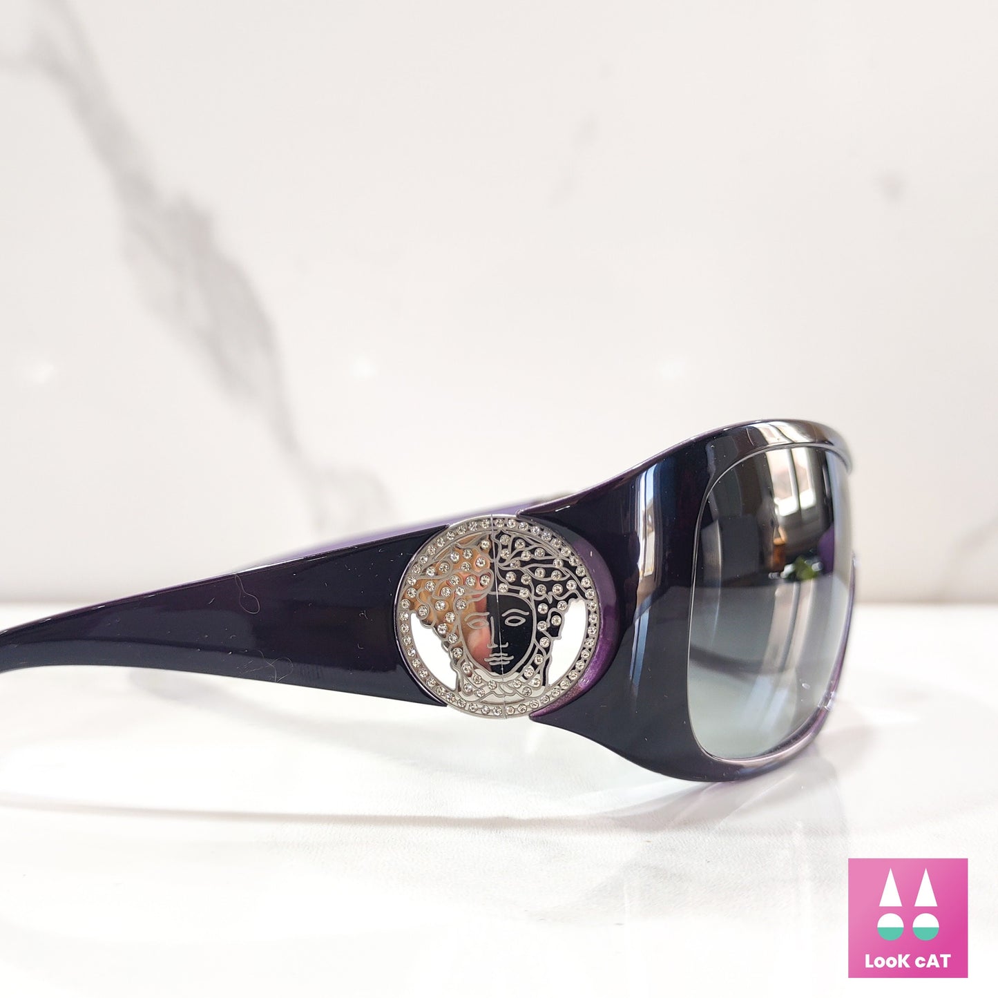 Versace 4143 occhiali da sole vintage wrap shield NOS mai usatiocchiali gafas 90s y2k