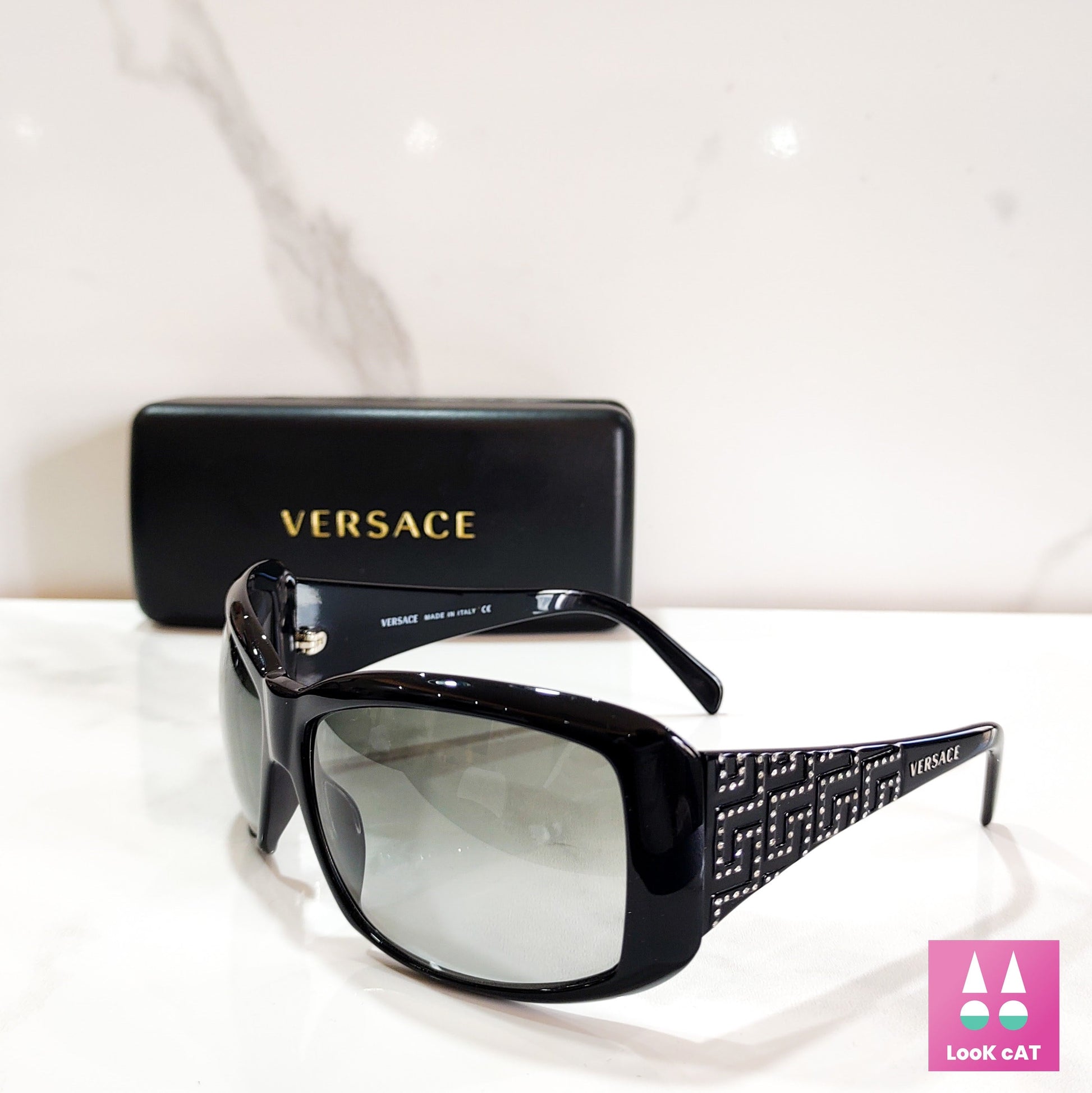 Versace 4069 occhiali da sole vintage avvolgenti con scudo occhiali gafas anni '90 y2k NOS