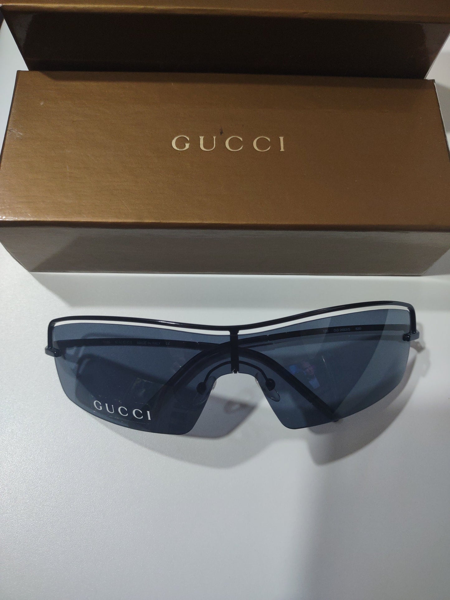 Gucci 2683 S occhiali da sole vintage scudo NOS occhiali lunetta brille y2k mai usati