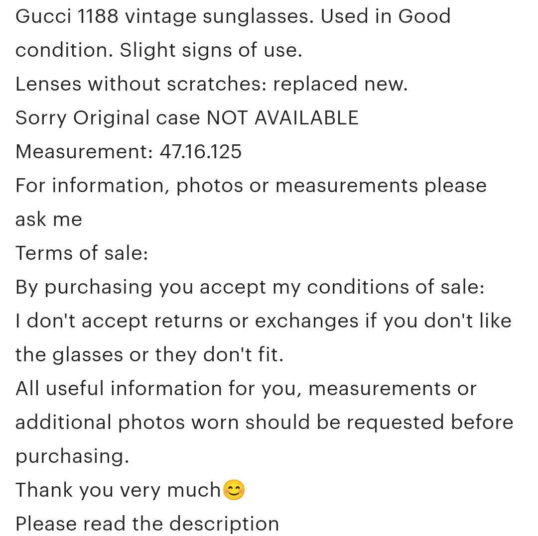 Gucci GG 1188 occhiali da sole vintage occhiali lunetta brille y2k