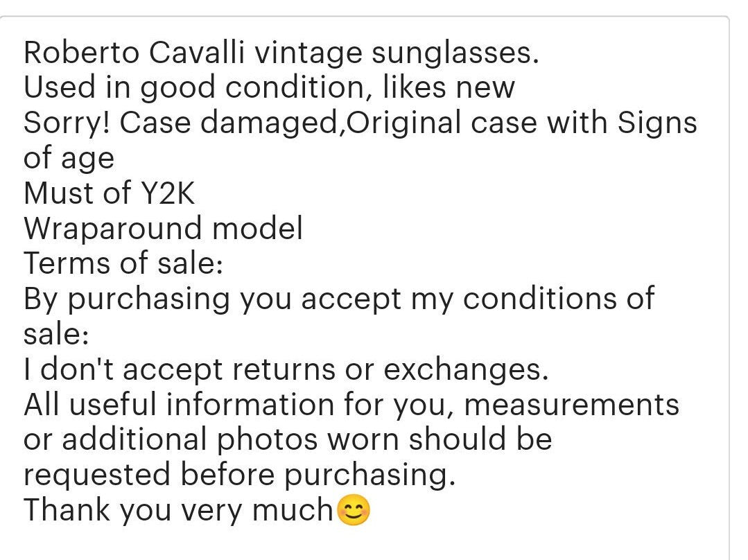 Roberto Cavalli mod Opale 463 y2k occhiali da sole montatura lunetta brille y2k anni '90 tonalità monogramma autentico designer