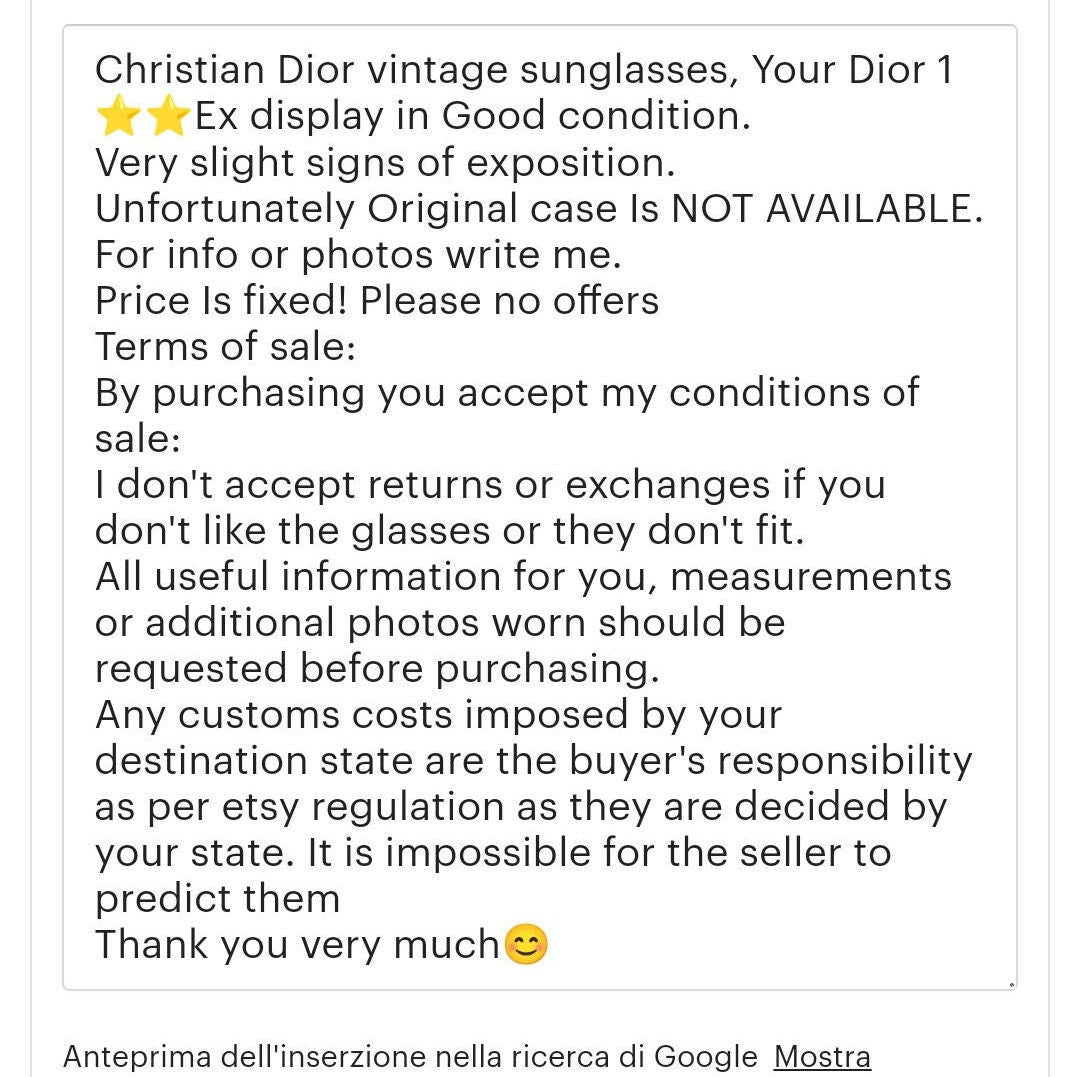 Christian Dior Your Dior 1 occhiali da sole vintage occhiali gafas y2k made in Italy avvolgente maschera scudo avvolgente epoca Galliano