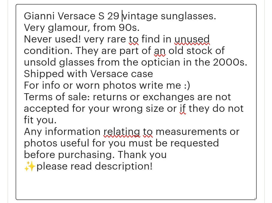 Gianni Versace S 29 occhiali da sole vintage con montatura per occhiali gafas anni '90 y2k NOS Notorius