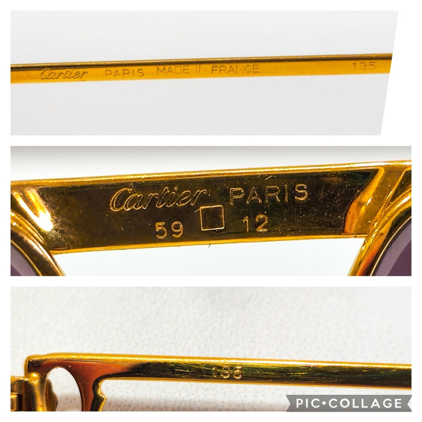 Occhiali da sole Cartier Tank vintage originali 59 12 135 lunetta brillen