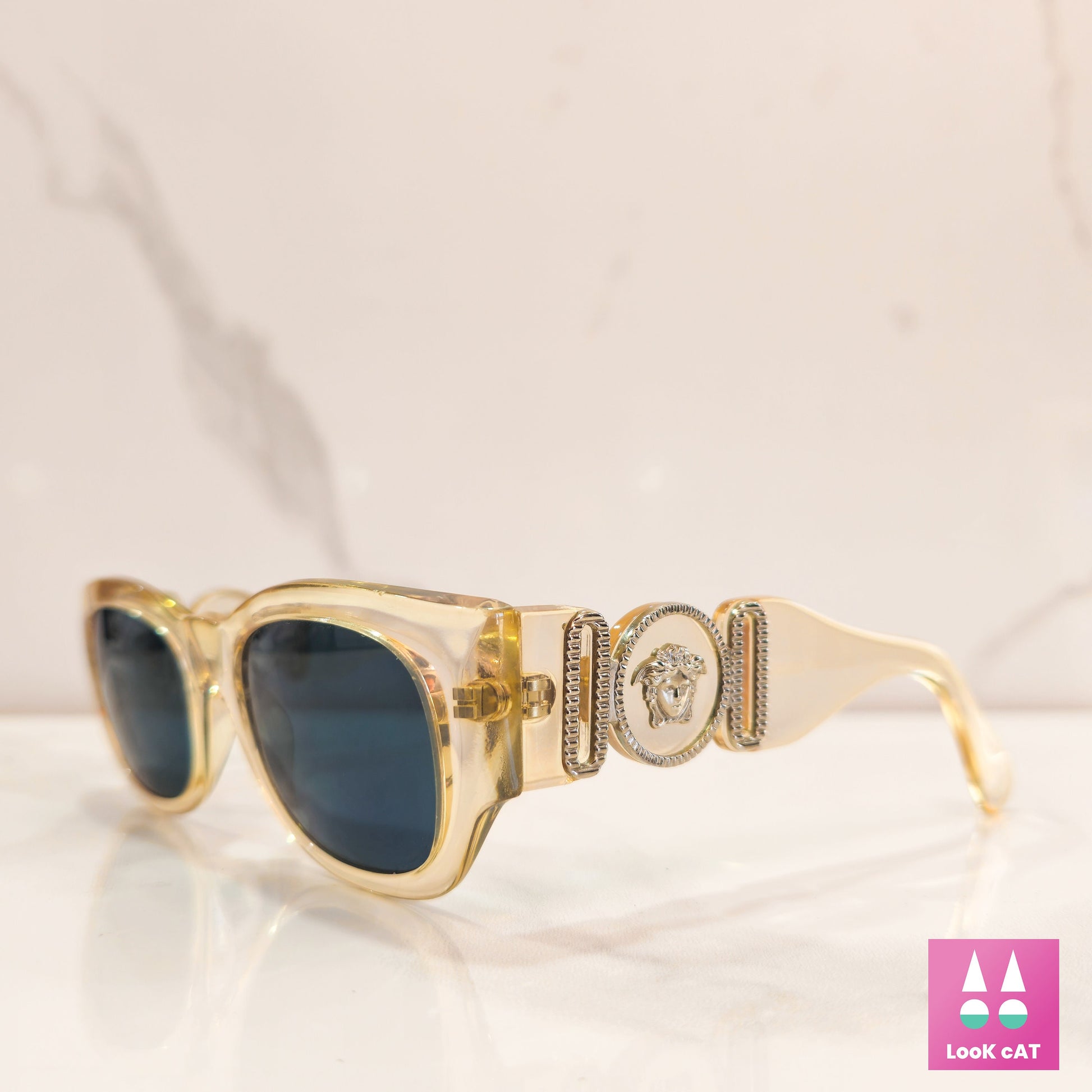 Gianni Versace mod. 413 occhiali da sole vintage rari con lunetta trasparente brillante anni '90 Biggie