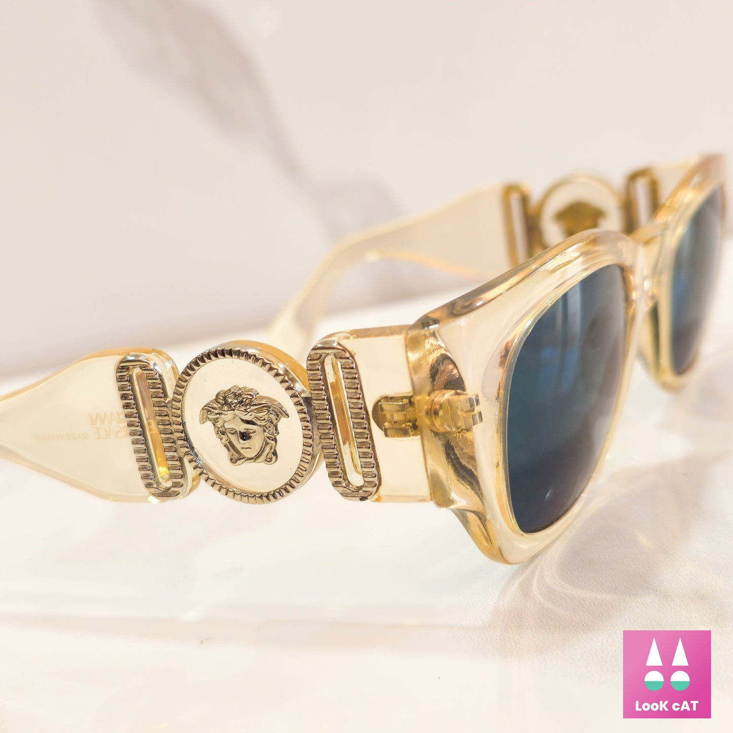 Gianni Versace mod. 413 occhiali da sole vintage rari con lunetta trasparente brillante anni '90 Biggie