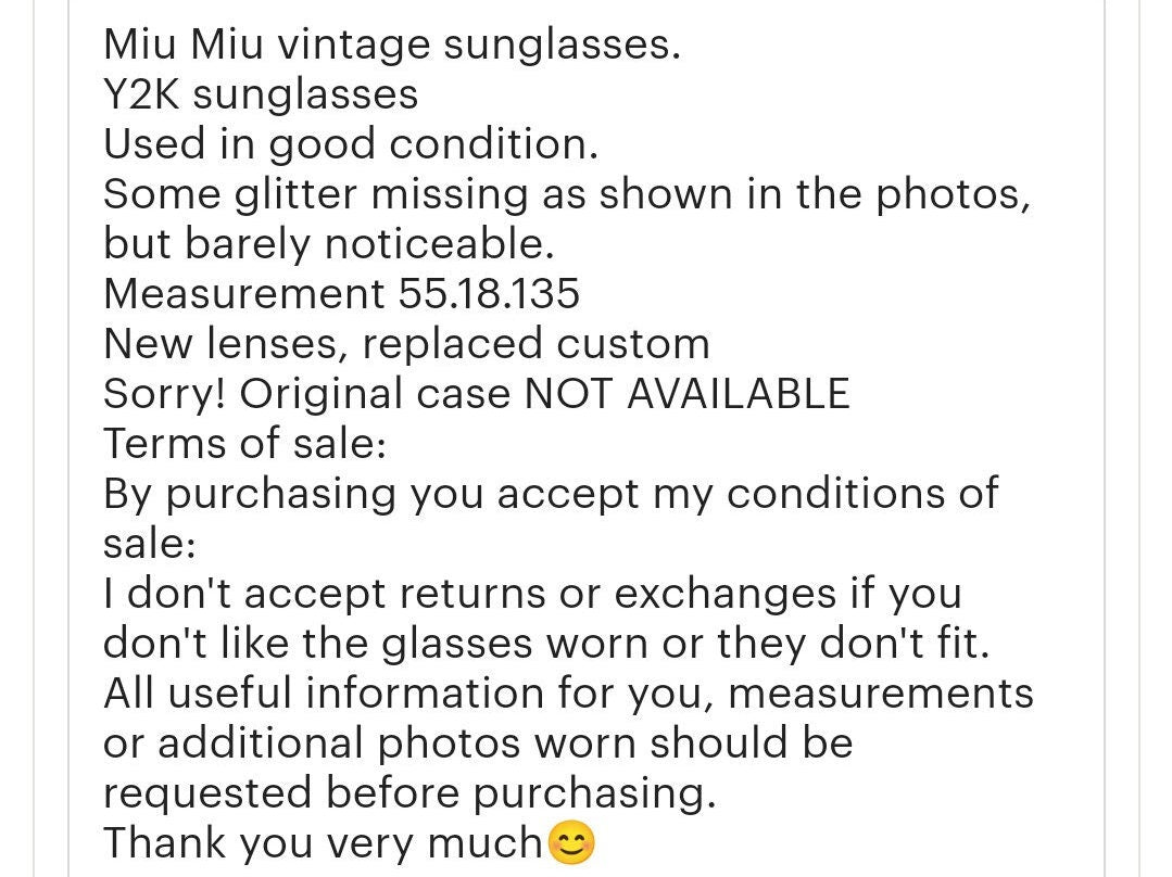 Miu Miu SMU 10 G occhiali da sole vintage lunetta brille tonalità y2k monogramma autentico designer