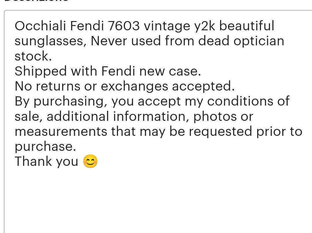 Fendi VL7603 occhiali da sole vintage lunetta brille occhiali suola occhiali anni '90 Y2K