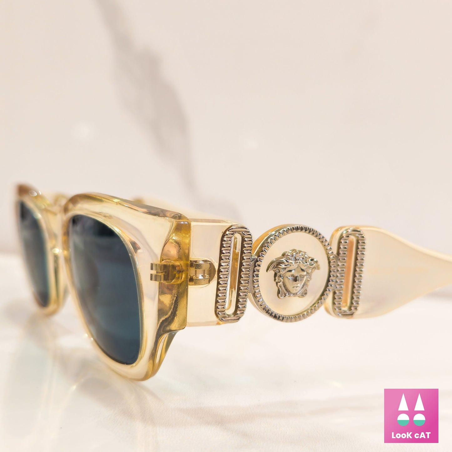 Gianni Versace mod. 413 occhiali da sole vintage rari con lunetta trasparente brillante anni '90 Biggie