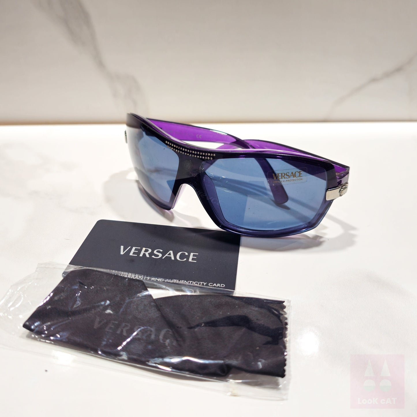 Versace 4075 occhiali da sole vintage avvolgenti con scudo avvolgente occhiali da sole anni '90 y2k