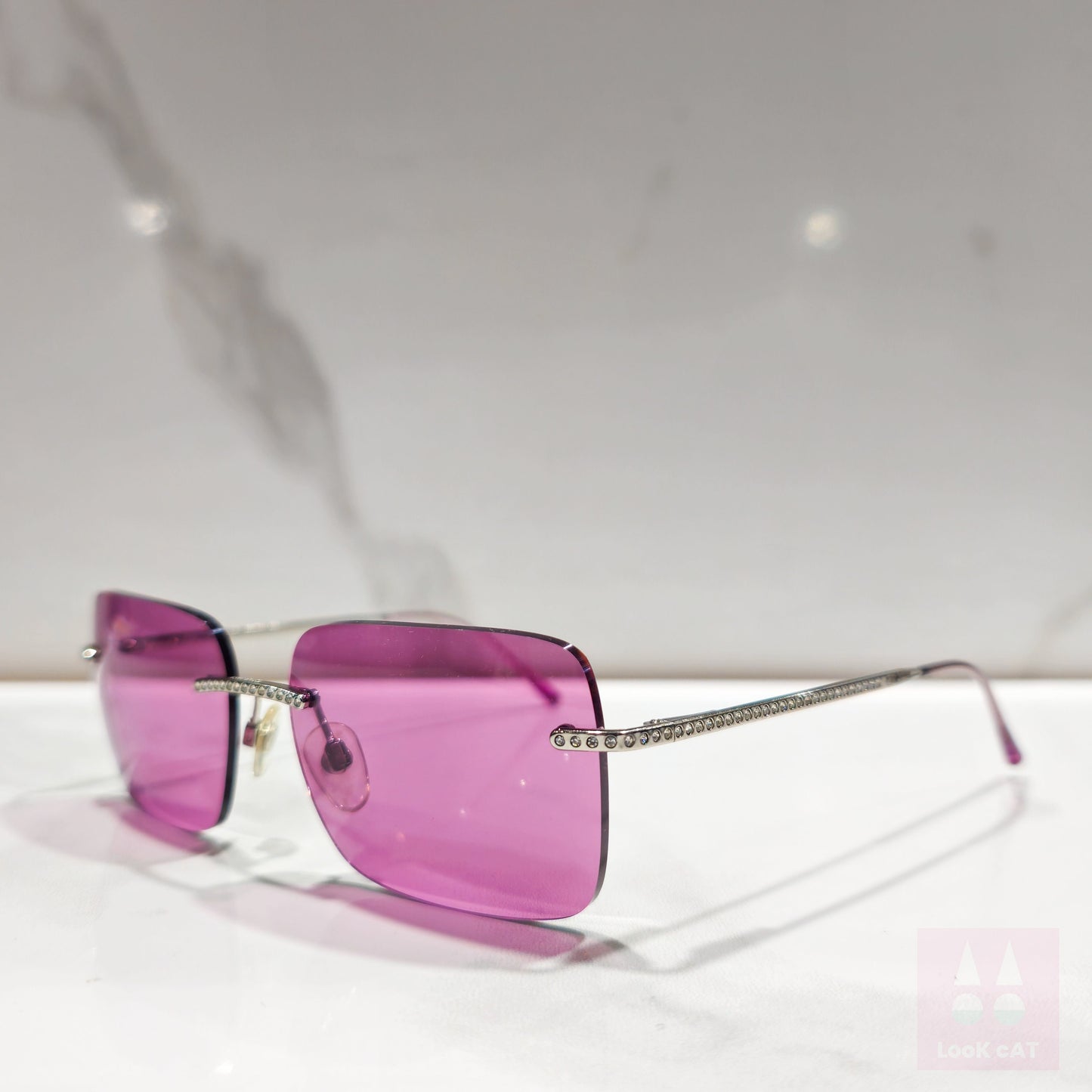 Occhiali da sole Chanel modello 4101 Lenti rosa lunetta brille sfumature y2k senza montatura