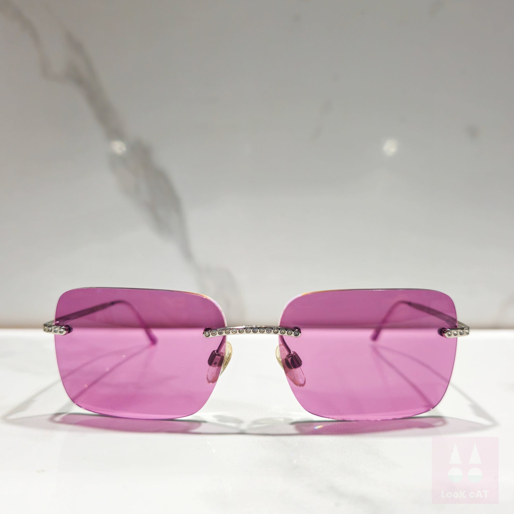 Occhiali da sole Chanel modello 4101 Lenti rosa lunetta brille sfumature y2k senza montatura