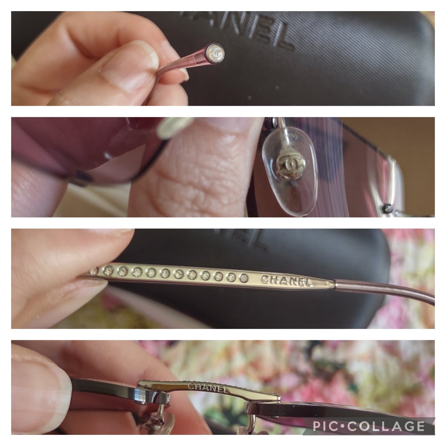 Occhiali da sole Chanel modello 4101 Lenti rosa lunetta brille sfumature y2k senza montatura