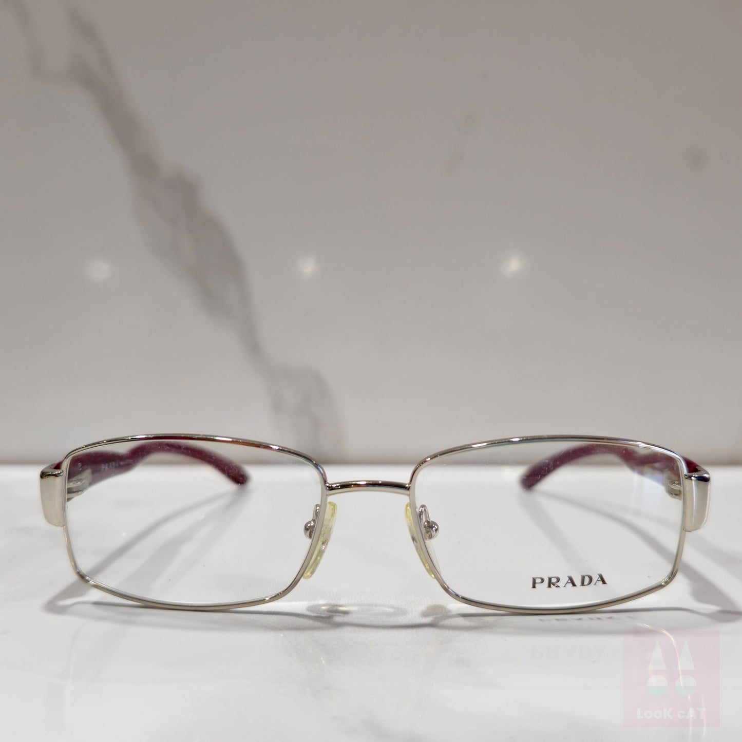 Prada occhiali da vista vintage VPR 58M montatura da vista stile Bayonetta lunetta brille tonalità y2k senza montatura rosa chiaro