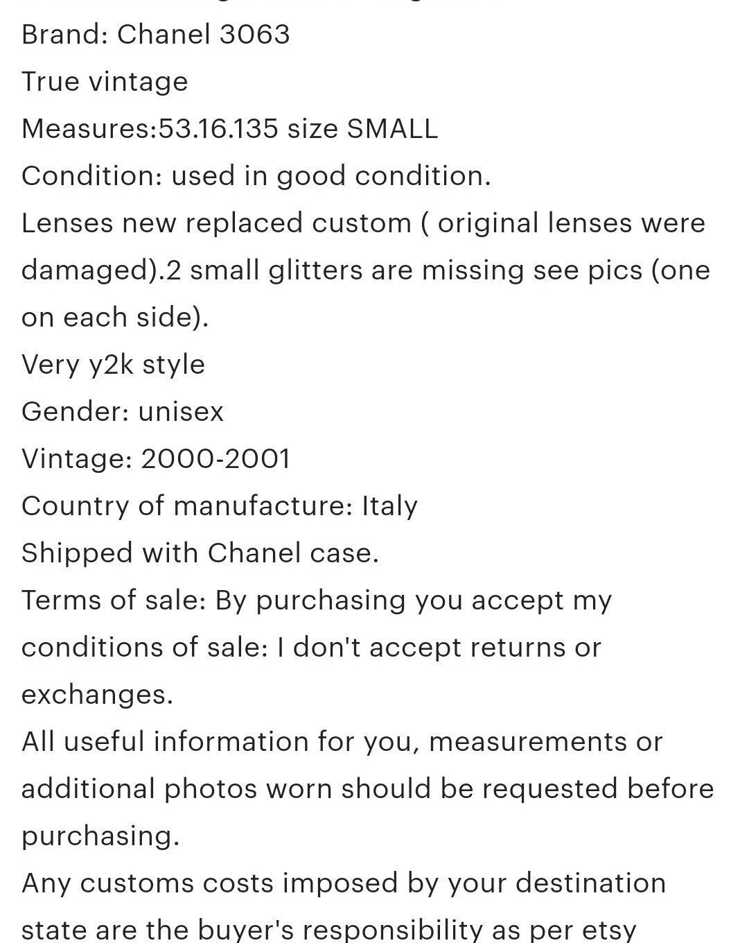 Occhiali da sole Chanel vintage mod 3063 lunetta brille tonalità y2k nero autentico