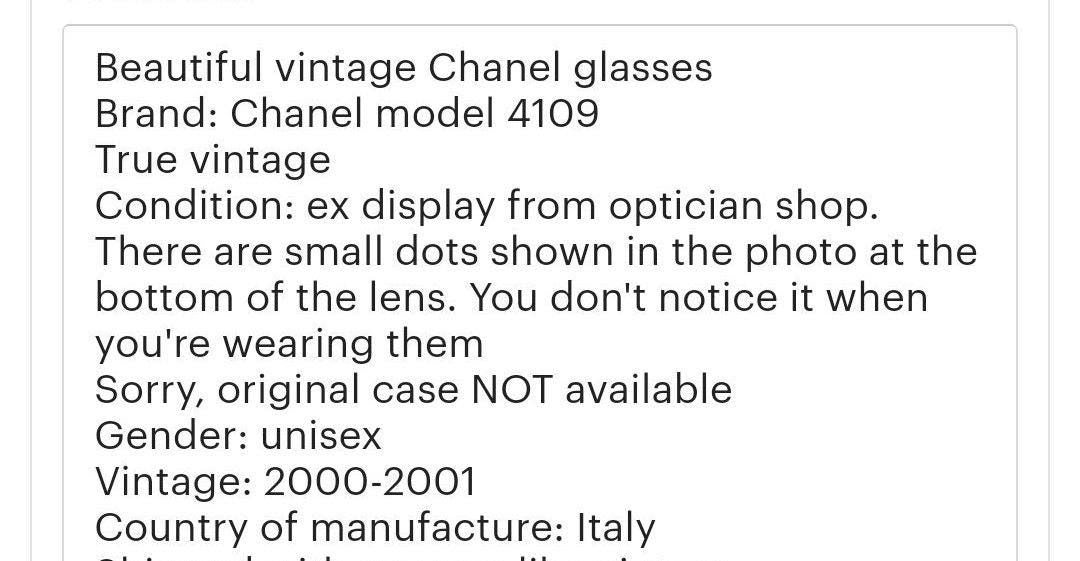 Occhiali da sole Chanel 4109 originali vintage con scudo avvolgente lunetta brille tonalità y2k