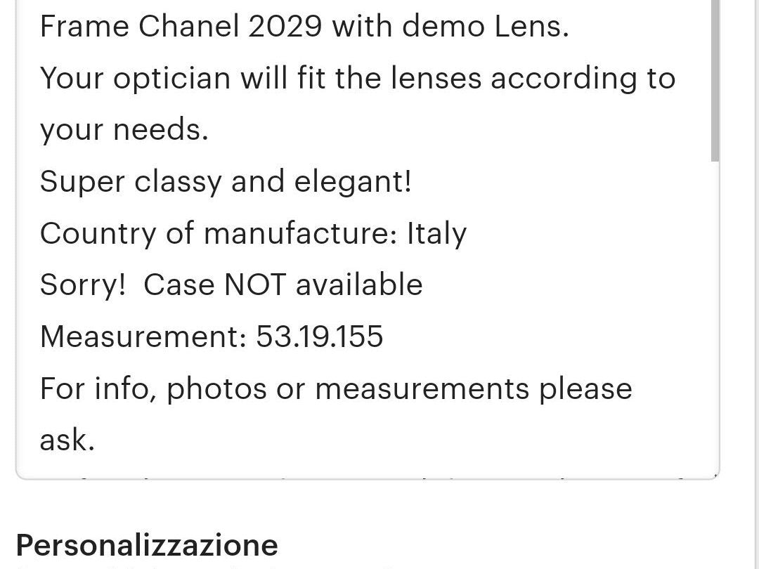 Occhiali da vista Chanel 2029 con montatura lunetta brille tonalità y2k senza montatura