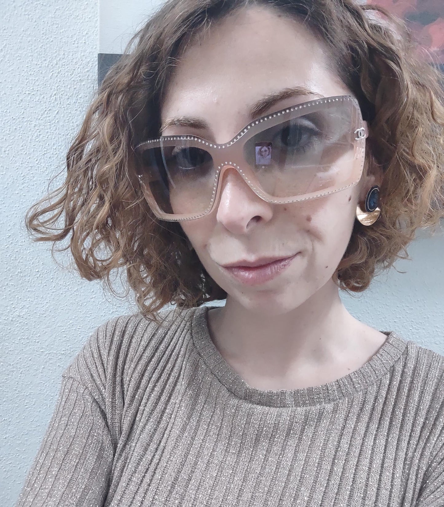 Occhiali da sole Chanel 5065 vintage con strass lunetta brille tonalità y2k senza montatura