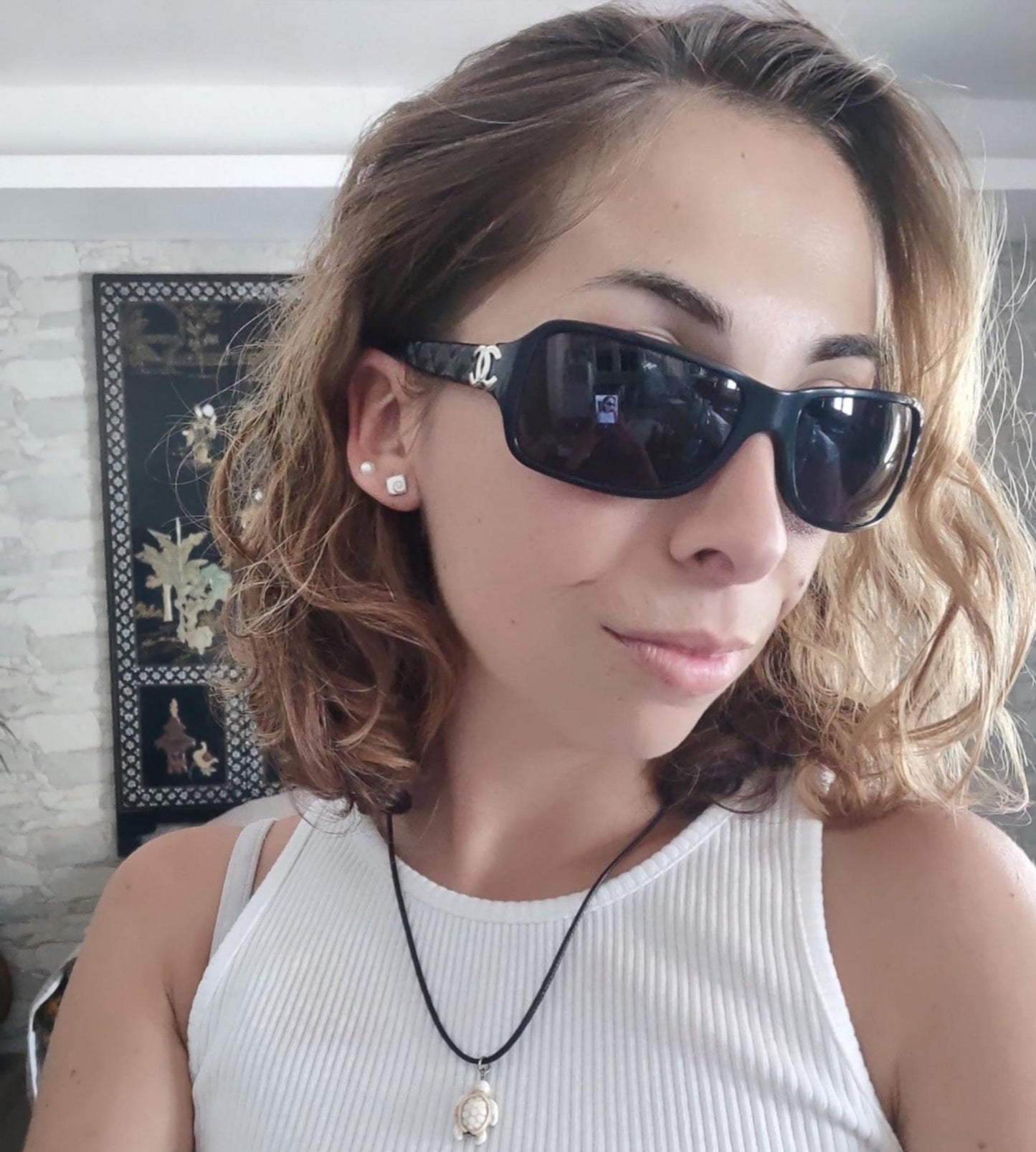 Occhiali da sole vintage Chanel 5050 neri lunette brille anni '90 y2k originali