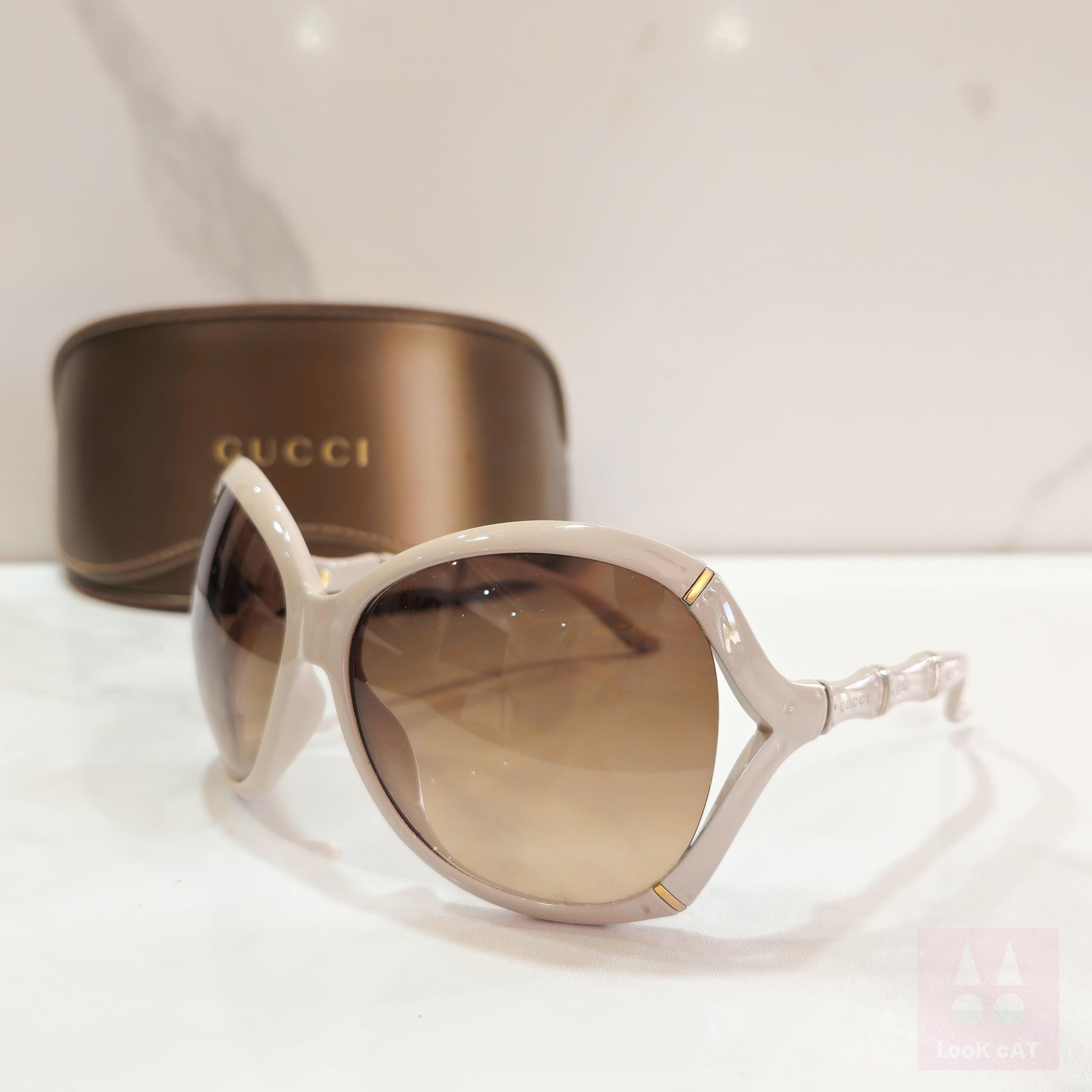 Gucci Bamboo GG 3509 occhiali da sole vintage con lunetta brillante anni '90 y2k