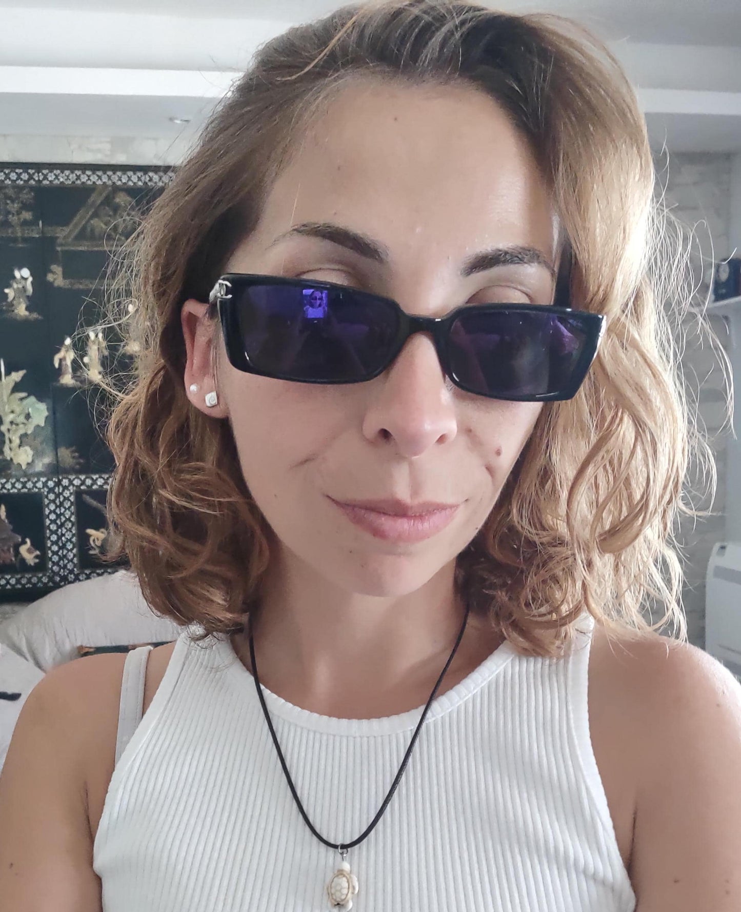 Occhiali da sole vintage Chanel 3018 neri lunette brille anni '90 y2k originali