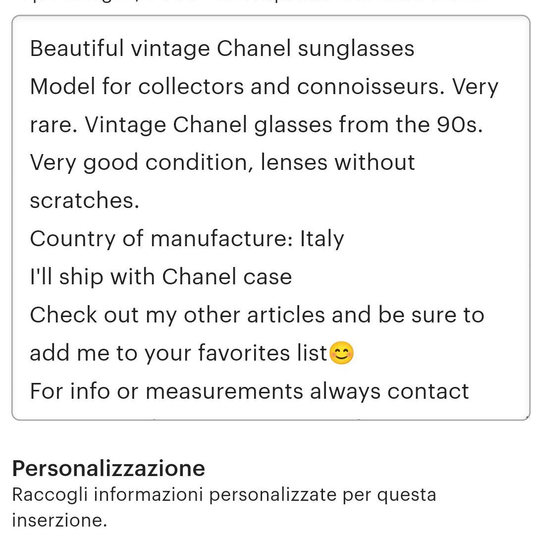 Occhiali da sole vintage Chanel 0018 anni 80 rara lunetta tonalità brille anni '90