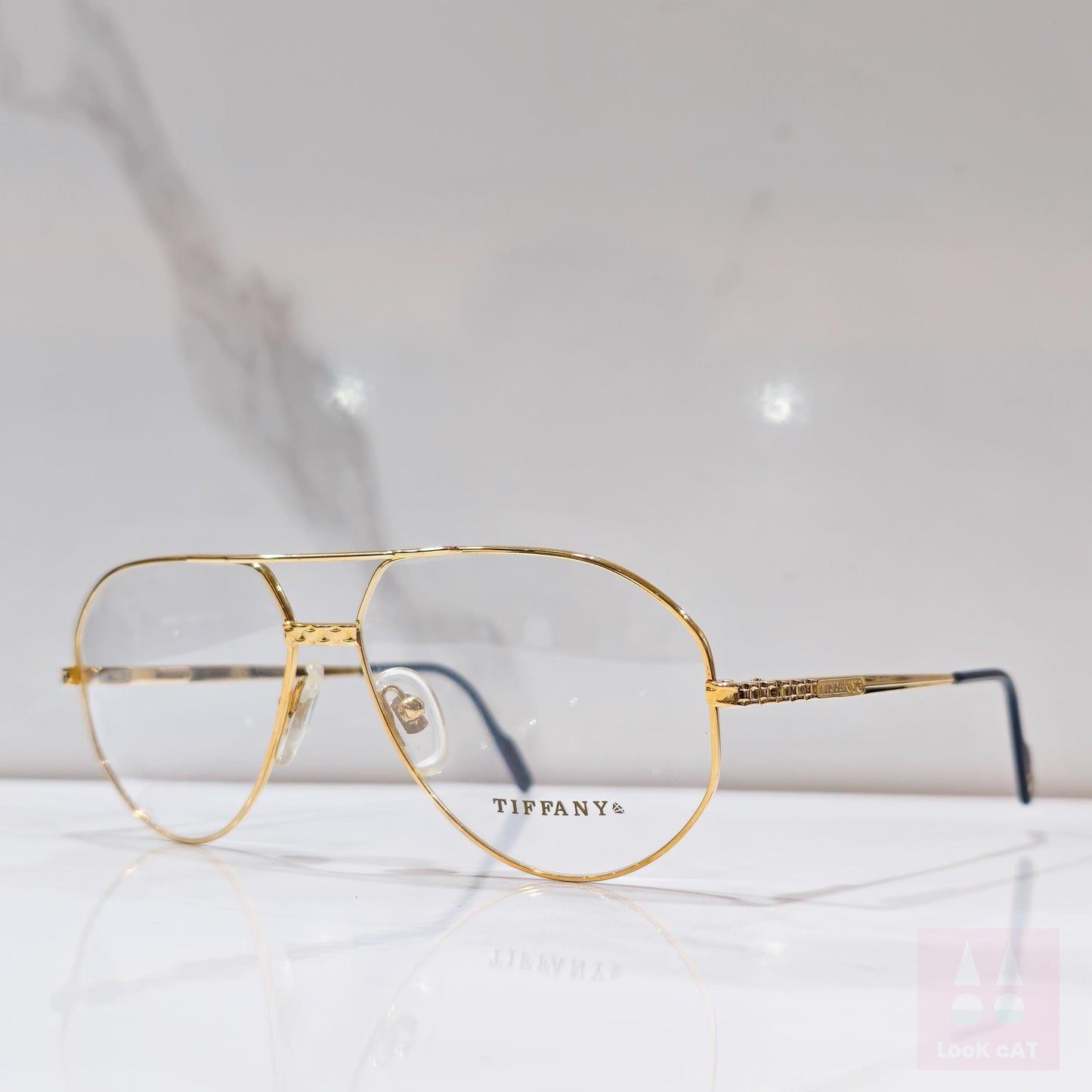 Tiffany T 63 vintage anni '80 '90 occhiali lunette zonnebril shades placcato oro 23k