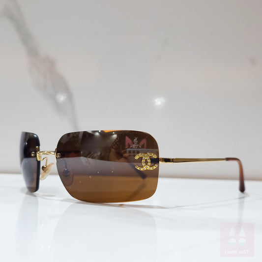 Occhiali da sole Chanel mod 4017 Big C Swarovski rari occhiali da sole lunette brille y2k senza montatura