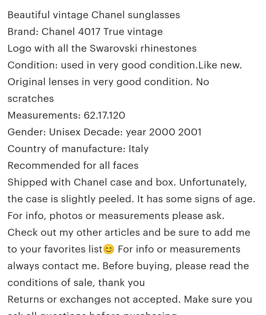 Occhiali da sole Chanel mod 4017 Big C Swarovski rari occhiali da sole lunette brille y2k senza montatura