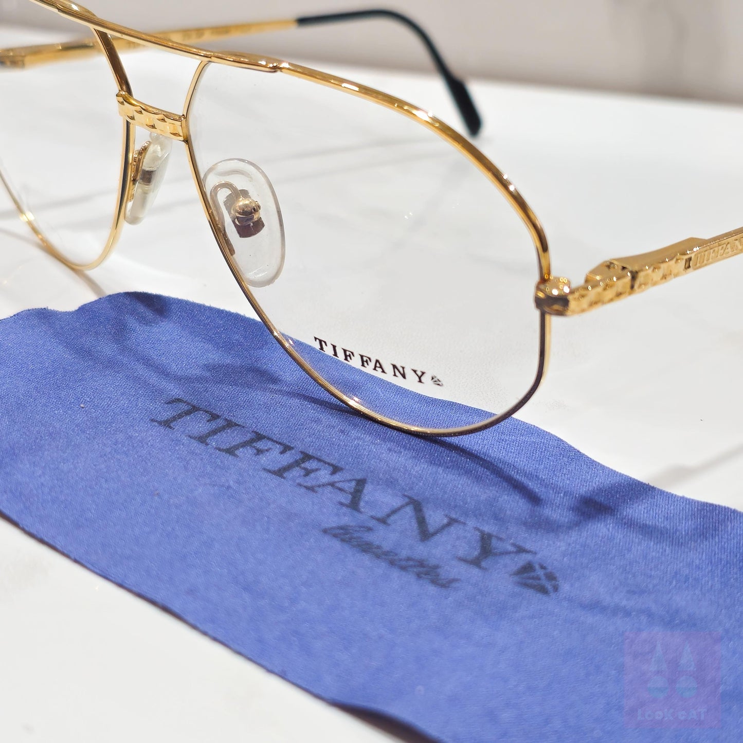 Tiffany T 63 vintage anni '80 '90 occhiali lunette zonnebril shades placcato oro 23k