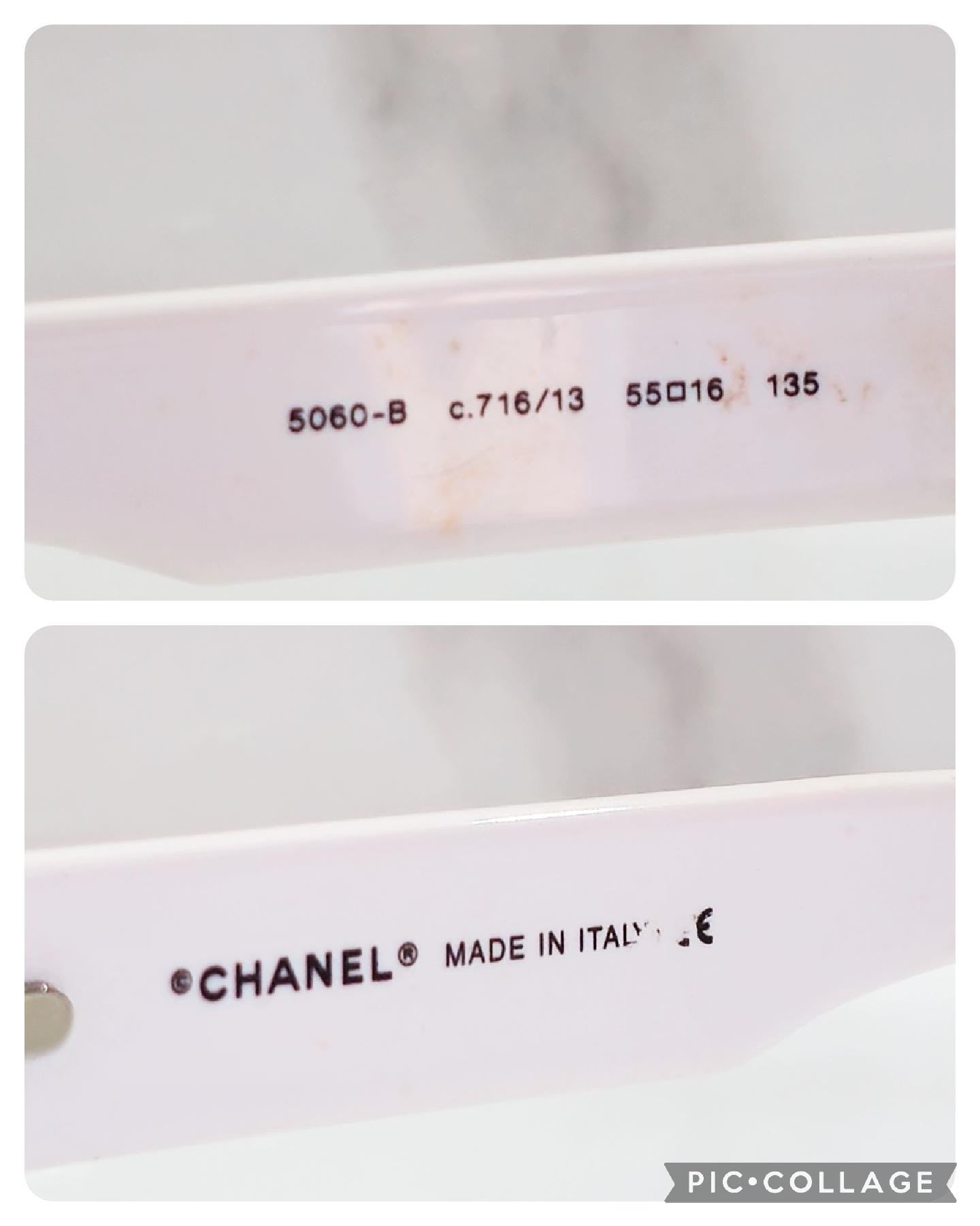 Chanel 5060 B occhiali da sole vintage lunette brille y2k shades senza montatura bianco