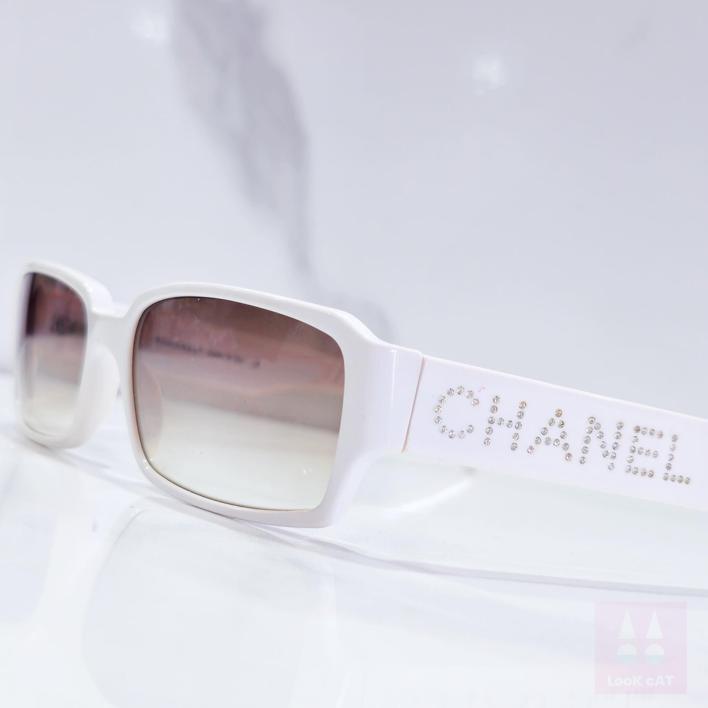 Chanel 5060 B occhiali da sole vintage lunette brille y2k shades senza montatura bianco