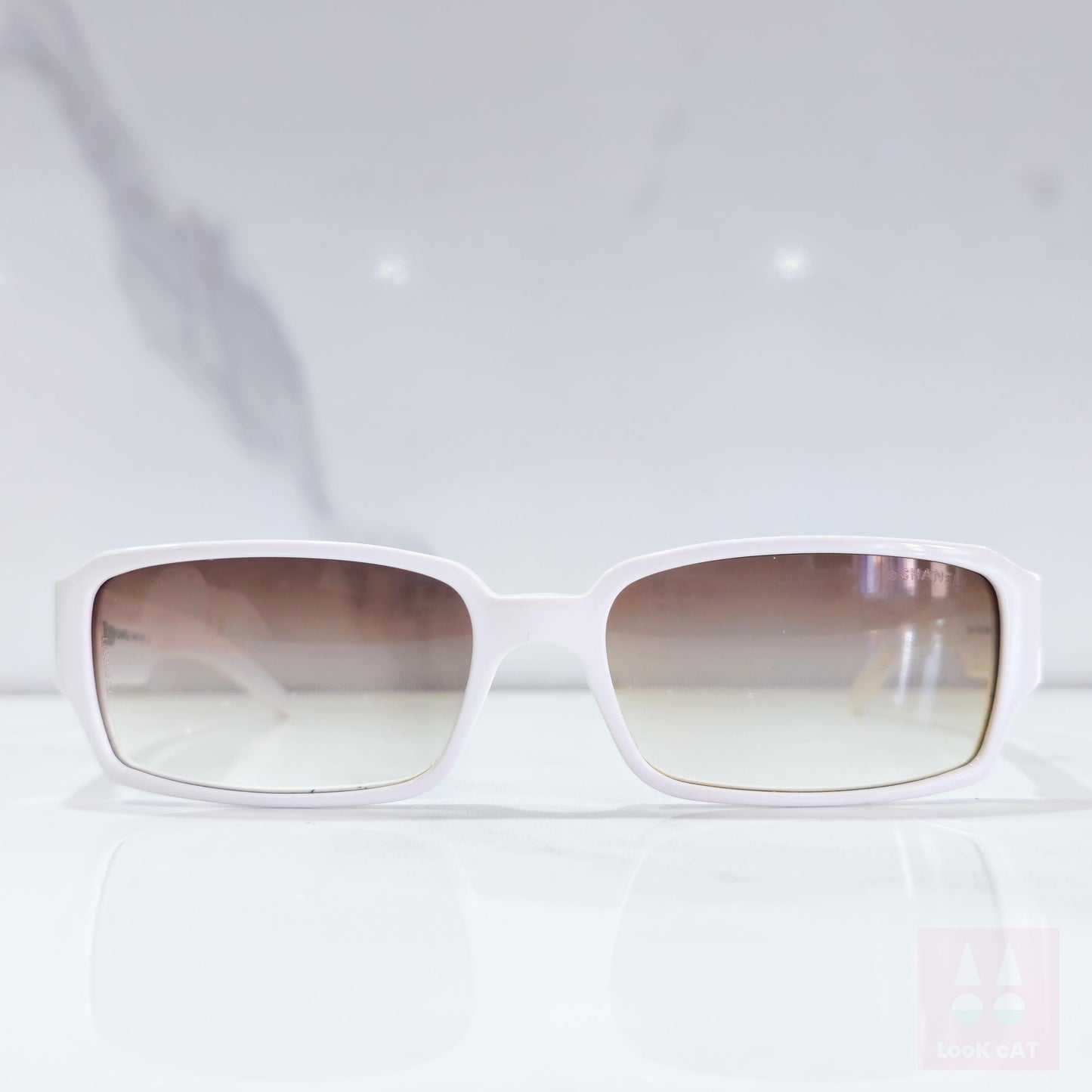 Chanel 5060 B occhiali da sole vintage lunette brille y2k shades senza montatura bianco