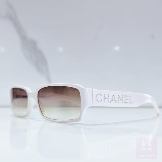 Chanel 5060 B occhiali da sole vintage lunette brille y2k shades senza montatura bianco