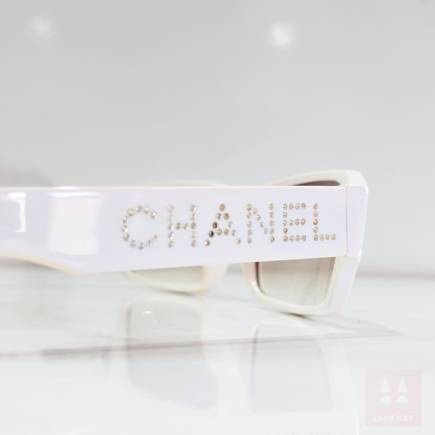 Chanel 5060 B occhiali da sole vintage lunette brille y2k shades senza montatura bianco