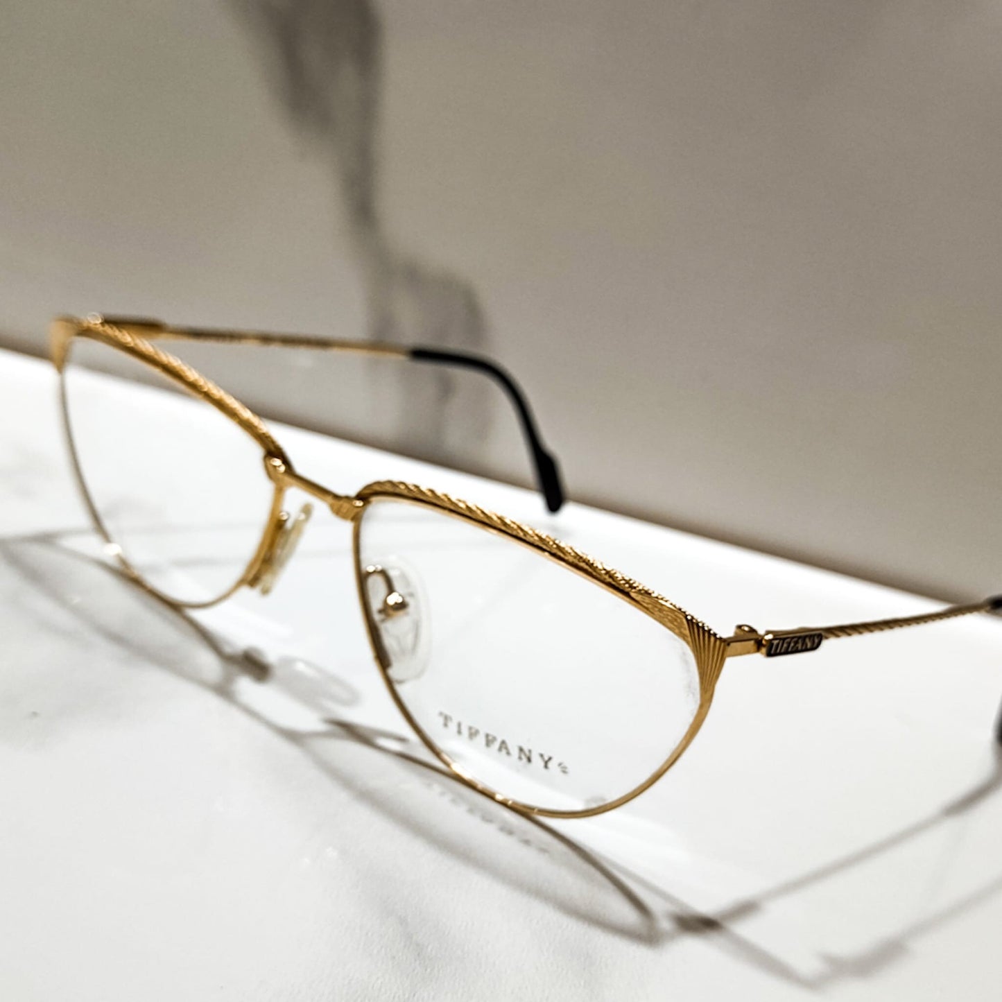 Vintage 90s Tiffany T47 sunglasses zonnebril tone bezel Gold plated lenses