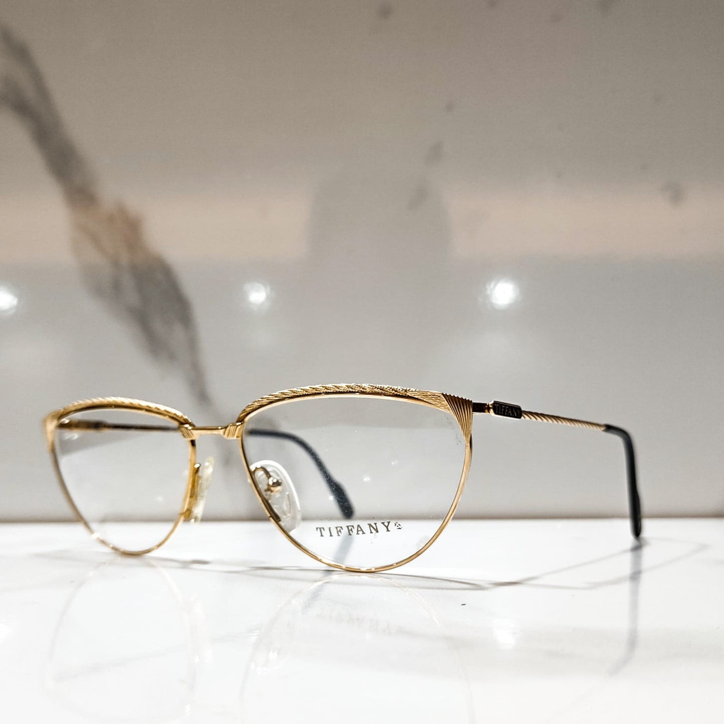 Occhiali da sole vintage anni '90 Tiffany T47 lunetta tonalità zonnebril Lenti placcate oro