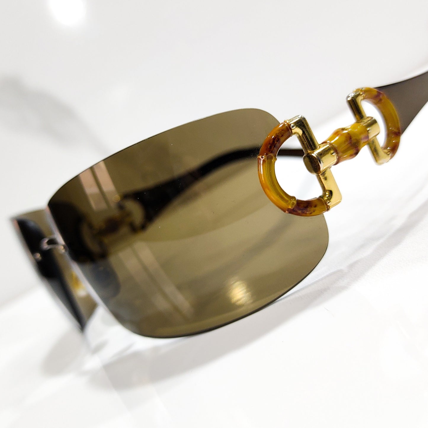 Gucci 2801 bamboo wrap shield rare 复古无框太阳镜眼镜 lunette brille 90 年代