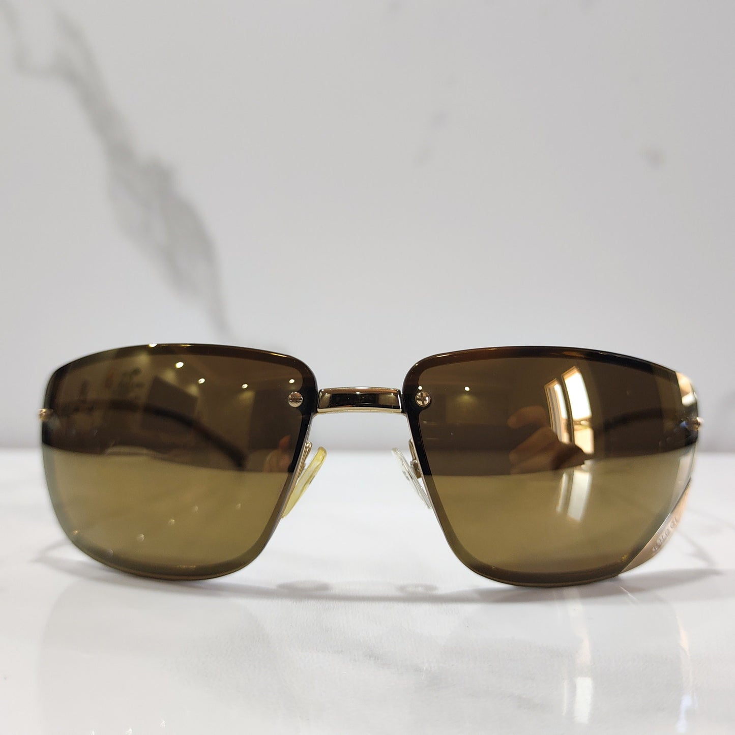 Gucci GG 1692 金色太阳镜复古环绕式防护眼镜半月形 brille y2k