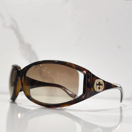 Gucci 2989 strass rari occhiali da sole vintage wrap shield strass occhiali lunetta brille anni '90