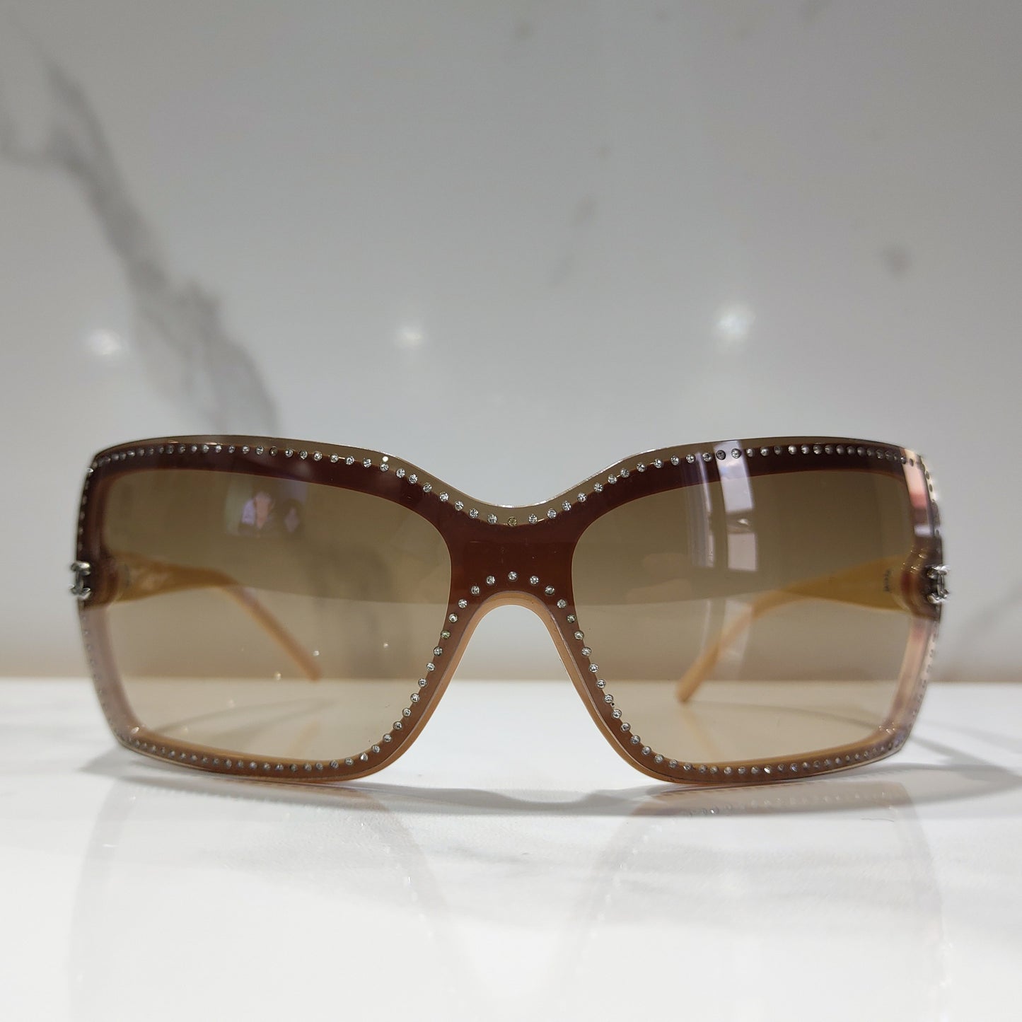 Chanel modello 5065 strass occhiali da sole lunetta brille y2k tonalità rimless