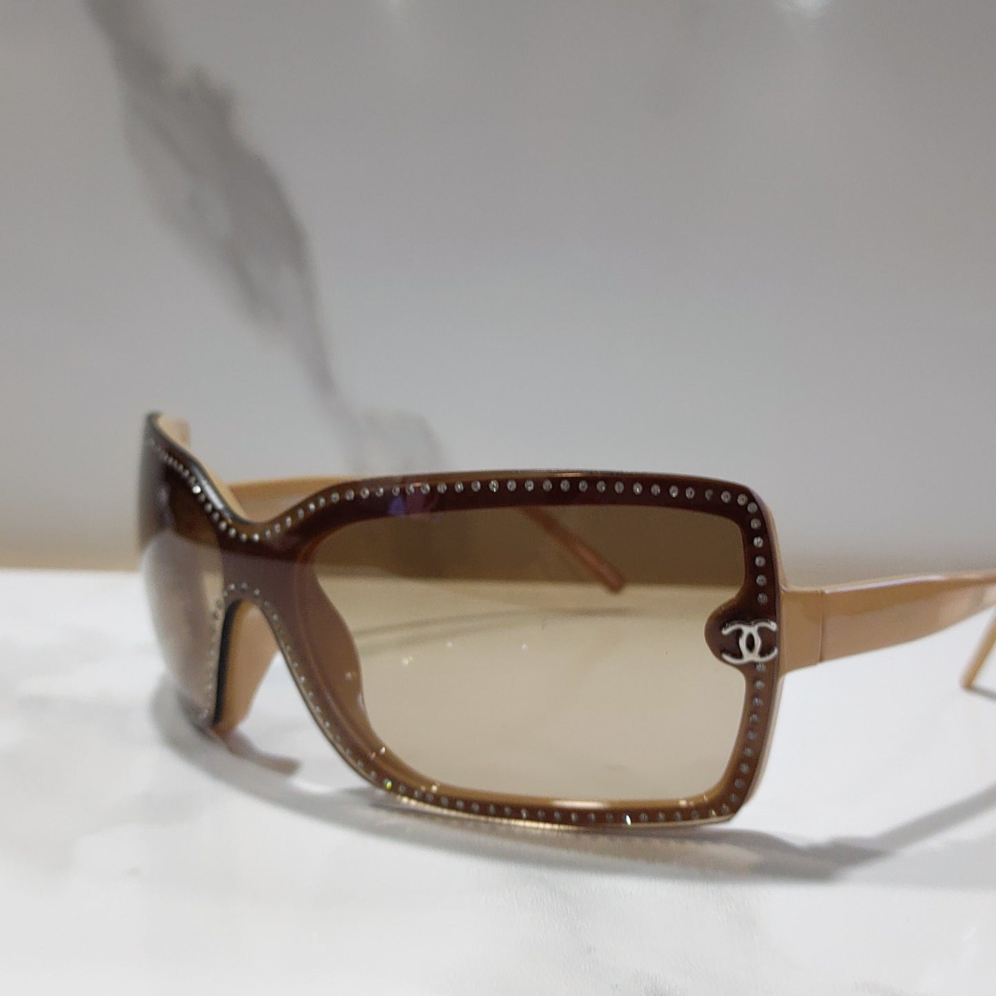 Chanel modello 5065 strass occhiali da sole lunetta brille y2k tonalità rimless