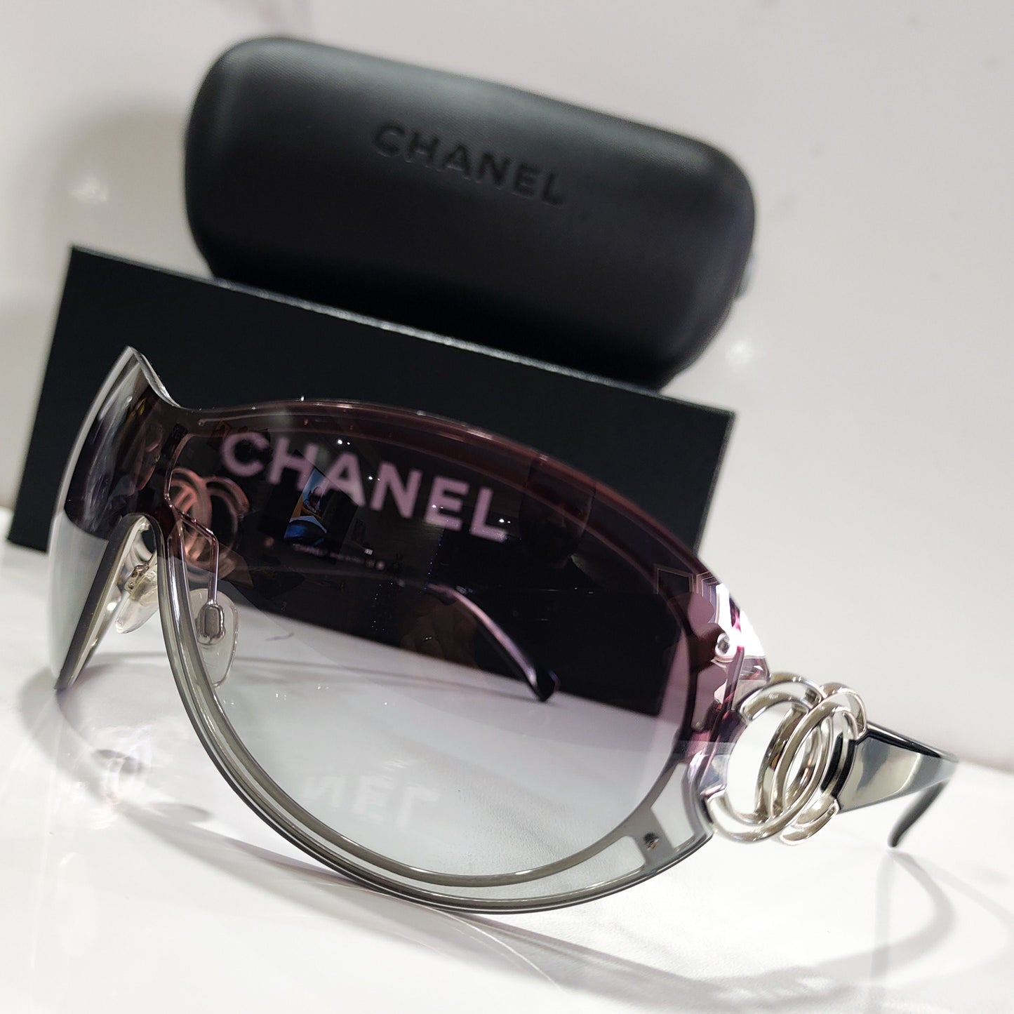 Chanel 型号 4144 NOS wrap shield 太阳镜brille bezel y2k shades