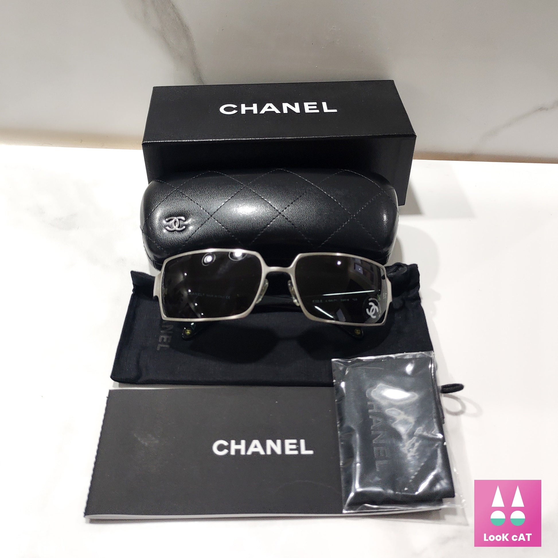 CHANEL, Accessories, Chanel 44 Rimless Crystal Rhinestone Cc Vintage Y2k  Sunglasses Brown Gold Hue