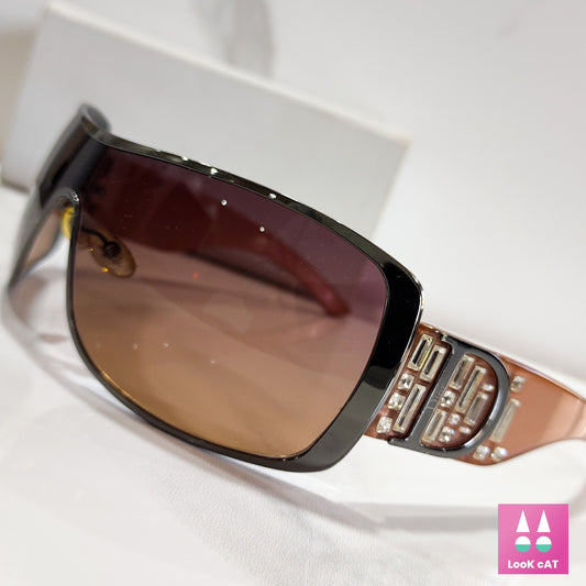 Dior vintage INDINIGHT 2 wrap shield y2k bezel sunglasses